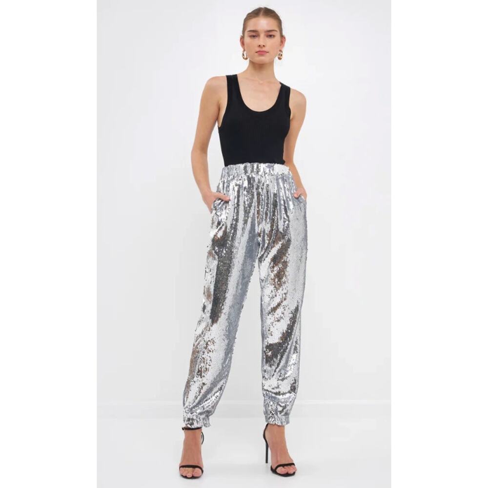 English Factory Sequins Jogger Pants size XS